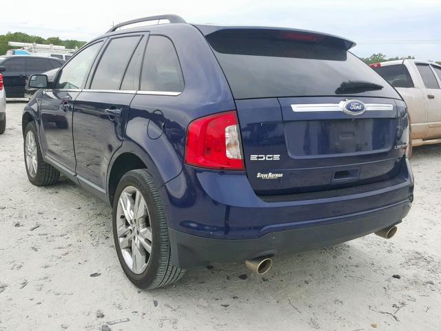 2FMDK3KC1BBB12534 - 2011 FORD EDGE LIMIT BLUE photo 3