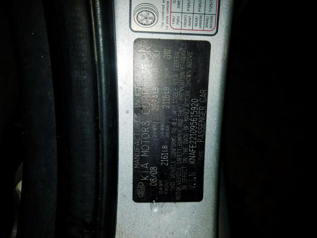 KNAFE221095615920 - 2009 KIA SPECTRA EX  photo 10