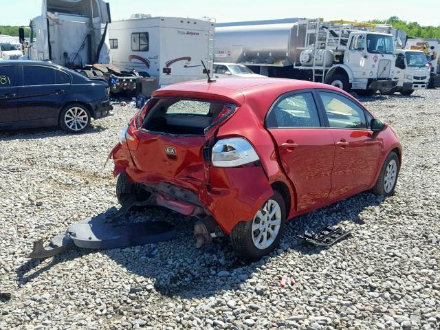 KNADM5A38C6039350 - 2012 KIA RIO LX RED photo 4