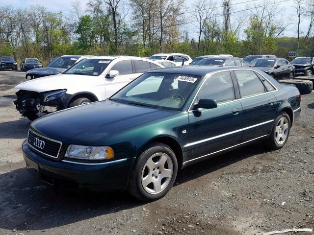 WAUFL54D2YN002467 - 2000 AUDI A8 QUATTRO GREEN photo 2