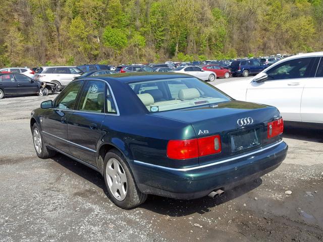 WAUFL54D2YN002467 - 2000 AUDI A8 QUATTRO GREEN photo 3