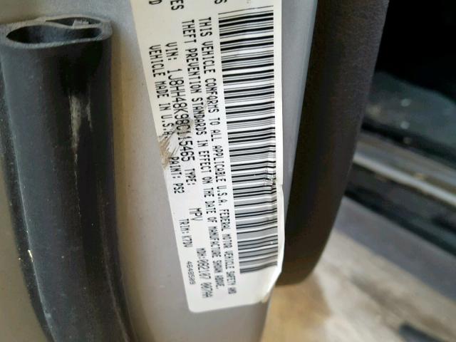 1J8HH48K98C115465 - 2008 JEEP COMMANDER SILVER photo 10