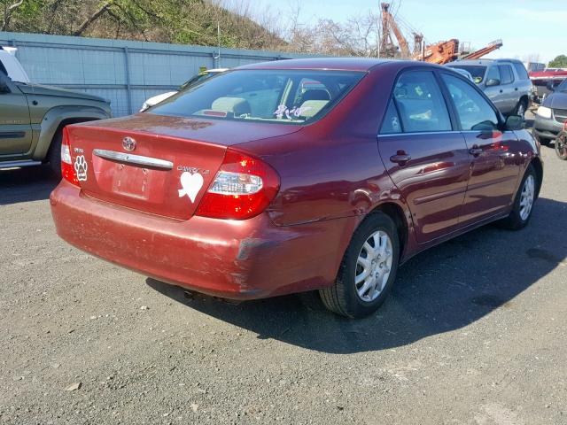 4T1BE32KX2U618363 - 2002 TOYOTA CAMRY LE BURGUNDY photo 4
