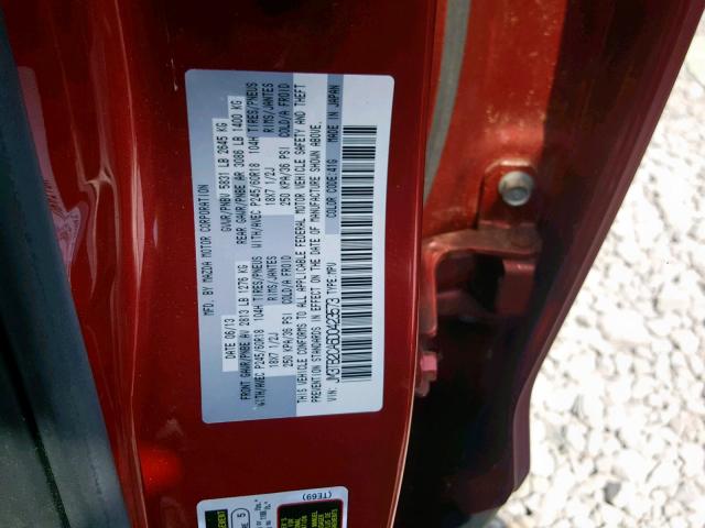 JM3TB2CA6D0423573 - 2013 MAZDA CX-9 TOURI RED photo 10