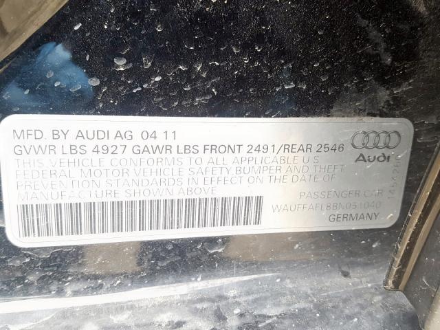 WAUFFAFL8BN051040 - 2011 AUDI A4 PREMIUM PLUS  photo 10