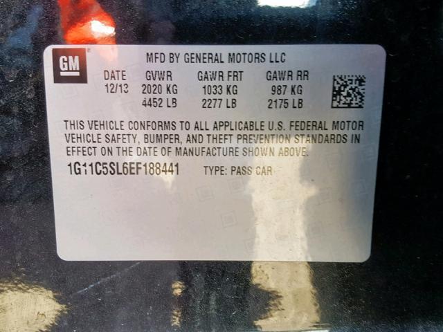 1G11C5SL6EF188441 - 2014 CHEVROLET MALIBU 1LT 黑色 照片 10