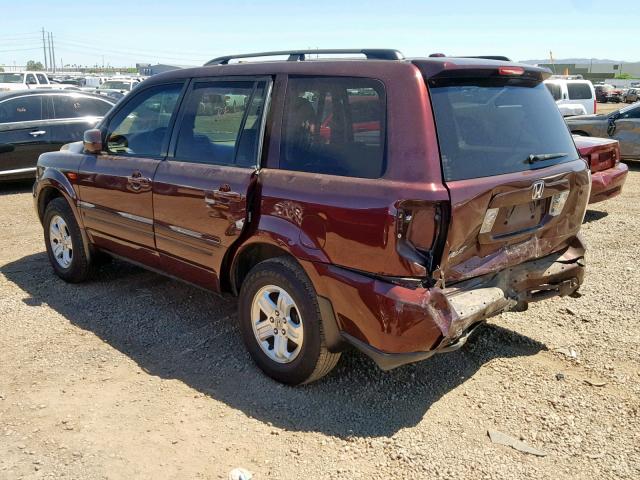 5FNYF28248B005637 - 2008 HONDA PILOT VP BURGUNDY photo 3