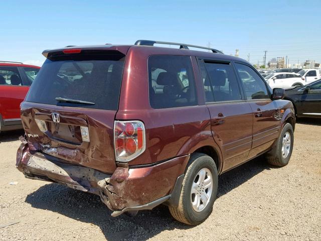 5FNYF28248B005637 - 2008 HONDA PILOT VP BURGUNDY photo 4