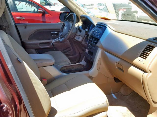 5FNYF28248B005637 - 2008 HONDA PILOT VP BURGUNDY photo 5