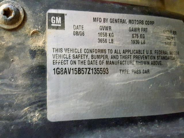 1G8AV15B57Z135593 - 2007 SATURN ION LEVEL RED photo 10