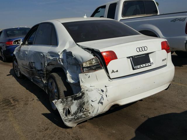 WAUAF78E38A100415 - 2008 AUDI A4 2.0T WHITE photo 3