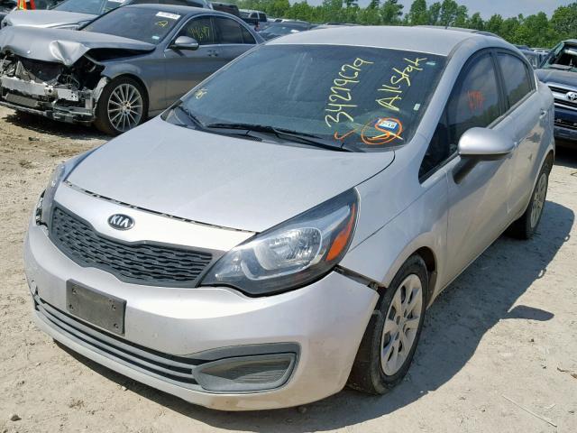 KNADM4A38E6323526 - 2014 KIA RIO LX SILVER photo 2