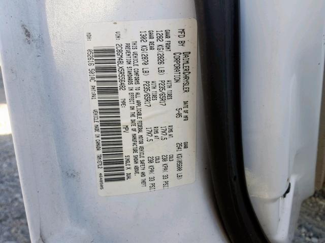 2C8GM48LX5R556482 - 2005 CHRYSLER PACIFICA WHITE photo 10