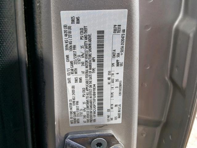 1FMCU0F7XFUB91834 - 2015 FORD ESCAPE S SILVER photo 10