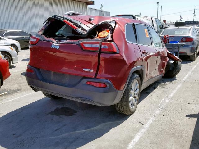 1C4PJLCB5GW287644 - 2016 JEEP CHEROKEE L RED photo 4