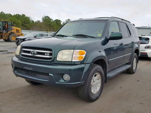 5TDBT48A91S037549 - 2001 TOYOTA SEQUOIA LI GREEN photo 2