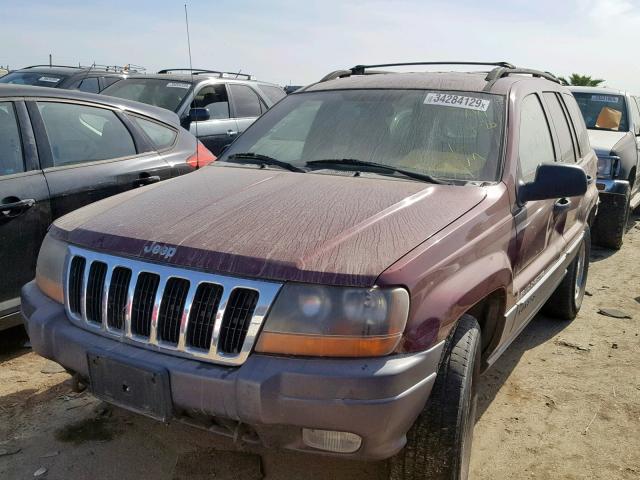 1J4GW48N51C657875 - 2001 JEEP GRAND CHER MAROON photo 2