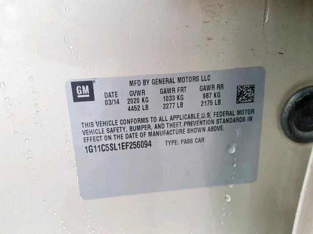 1G11C5SL1EF256094 - 2014 CHEVROLET MALIBU 1LT 棕色 照片 10