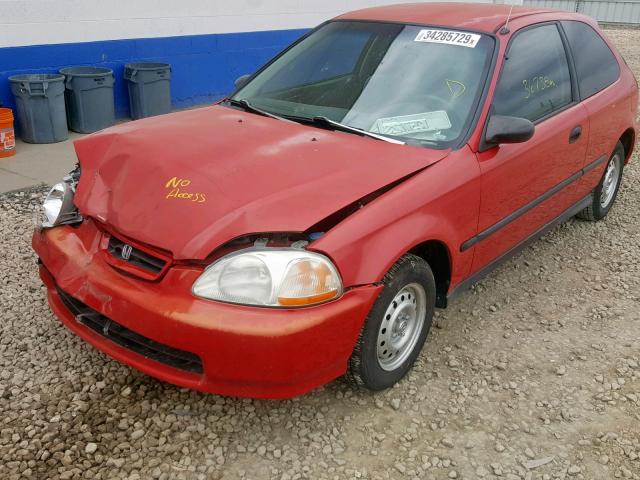 2HGEJ6342TH119111 - 1996 HONDA CIVIC DX RED photo 2