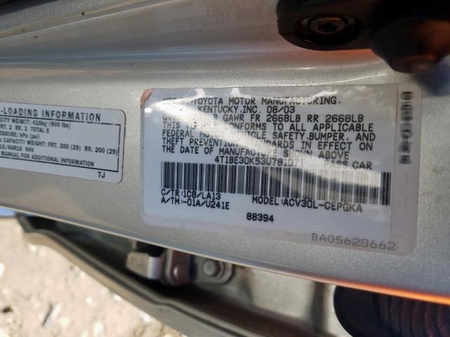 4T1BE30K53U781071 - 2003 TOYOTA CAMRY LE  photo 10