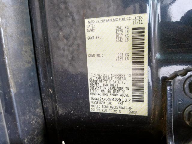 1N4AL2AP0CN489127 - 2012 NISSAN ALTIMA BASE  photo 10