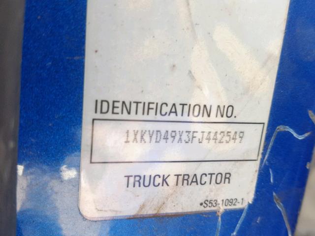 1XKYD49X3FJ442549 - 2015 KENWORTH CONSTRUCTI BLUE photo 10