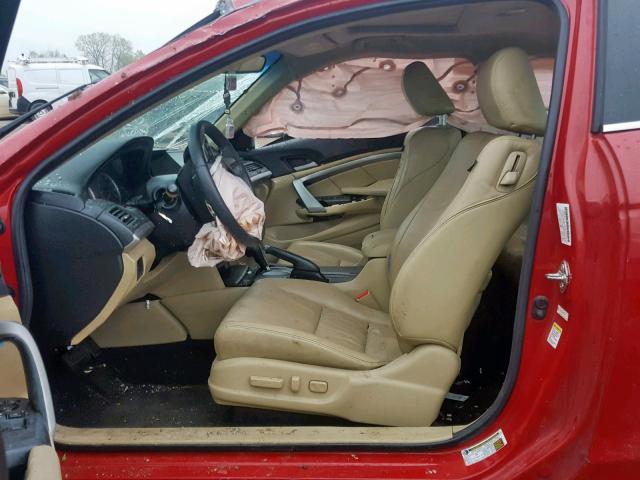 1HGCS2B89CA011357 - 2012 HONDA ACCORD EXL RED photo 5