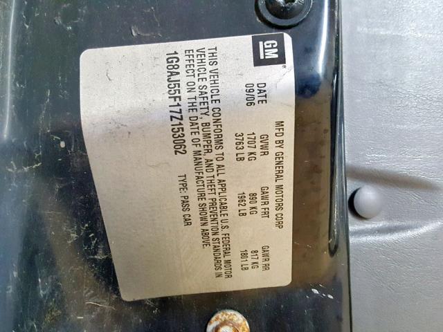 1G8AJ55F17Z153062 - 2007 SATURN ION LEVEL BLUE photo 10