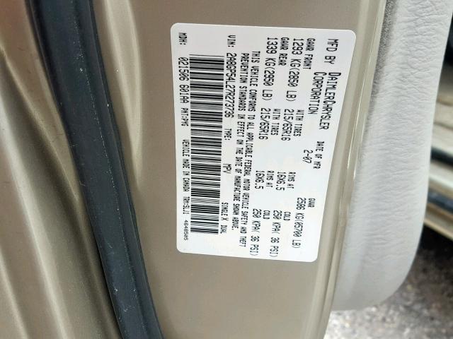 2A8GP54L27R273736 - 2007 CHRYSLER TOWN & COU 金色 照片 10