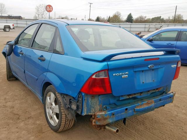 1FAHP34N07W219401 - 2007 FORD FOCUS ZX4 BLUE photo 3