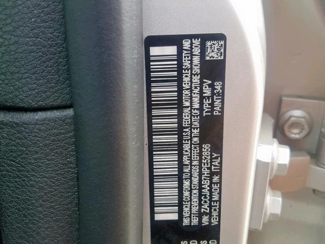 ZACCJAAB7HPE52856 - 2017 JEEP RENEGADE S ვერცხლისფერი ფოტო 10