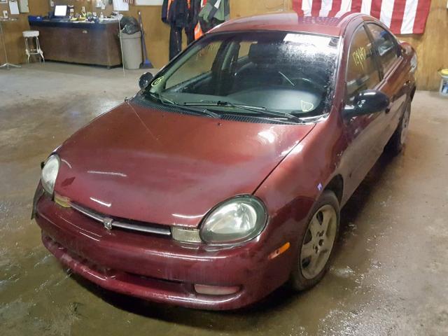 1B3ES46C51D300704 - 2001 DODGE NEON SE BURGUNDY photo 2