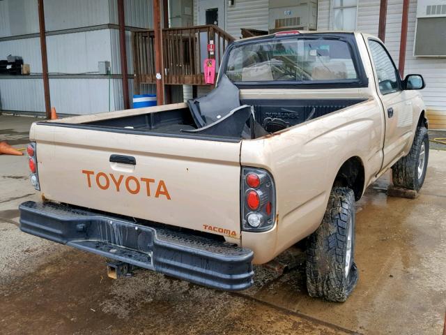 5TEPM62NX1Z801955 - 2001 TOYOTA TACOMA TAN photo 4