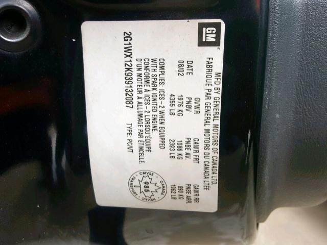 2G1WX12K939132087 - 2003 CHEVROLET MONTE CARL 黑色 照片 10