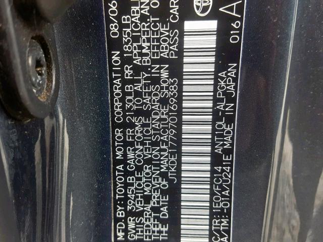 JTKDE177970169383 - 2007 TOYOTA SCION TC ნაცრისფერი ფოტო 10