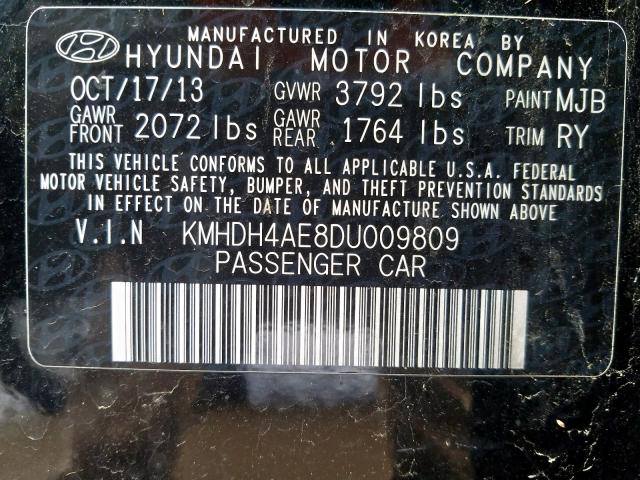 KMHDH4AE8DU009809 - 2013 HYUNDAI ELANTRA GLS  photo 10