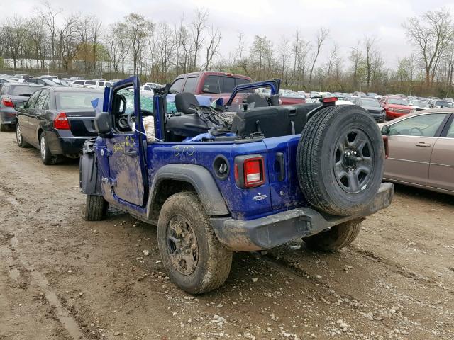 1C4GJXAG4KW509377 - 2019 JEEP WRANGLER S 蓝色 照片 3
