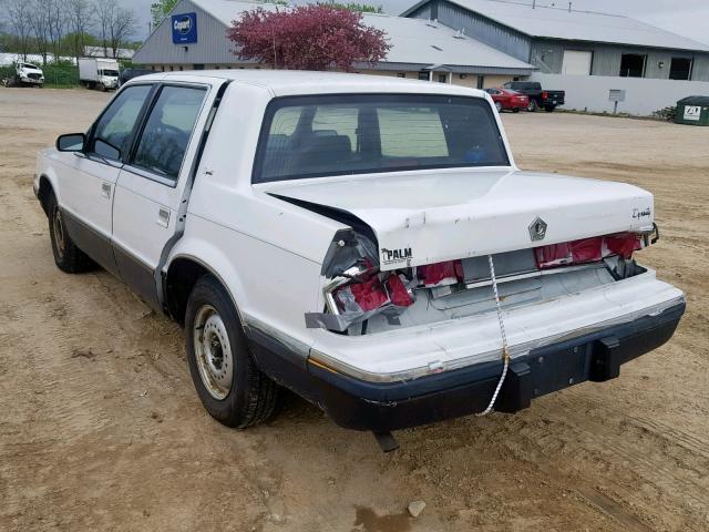 1B3XC46R0PD154487 - 1993 DODGE DYNASTY WHITE photo 3