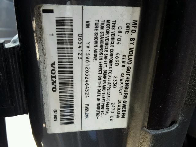 YV1SW612652464524 - 2005 VOLVO V70 GRAY photo 10