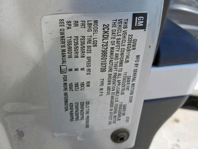 2CKDL737986010709 - 2008 PONTIAC TORRENT GX SILVER photo 10