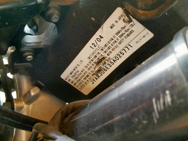 JYARJ06E35A025771 - 2005 YAMAHA YZFR6 L BLACK photo 10