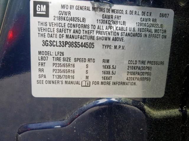 3GSCL33P98S544505 - 2008 SATURN VUE XE  photo 10