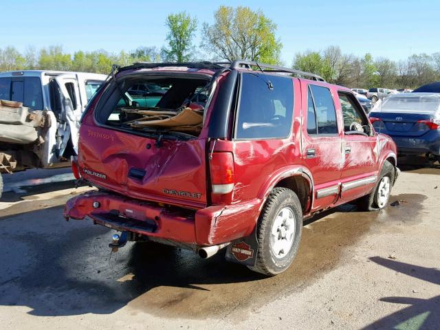 1GNDT13W9Y2391641 - 2000 CHEVROLET BLAZER MAROON photo 4