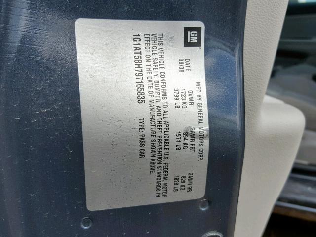 1G1AT58H797165835 - 2009 CHEVROLET COBALT LT GRAY photo 10