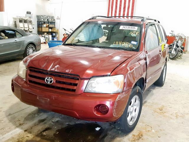 JTEDP21A270134286 - 2007 TOYOTA HIGHLANDER MAROON photo 2