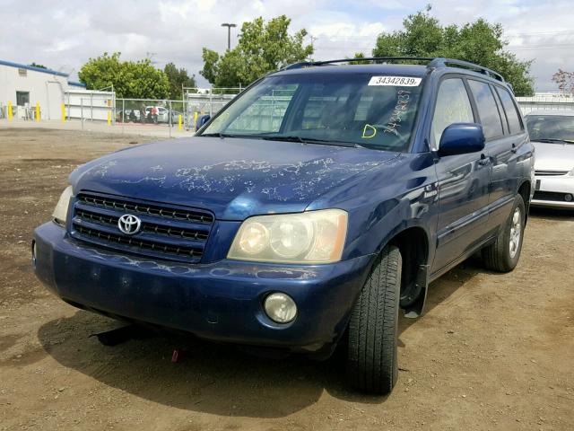 JTEHF21A130151921 - 2003 TOYOTA HIGHLANDER BLUE photo 2