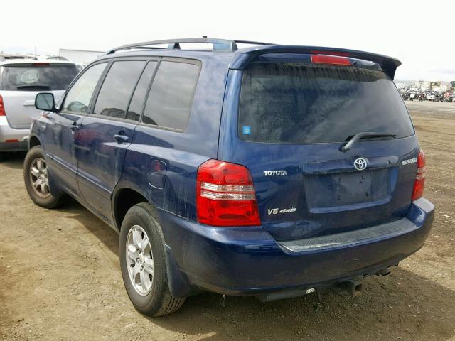 JTEHF21A130151921 - 2003 TOYOTA HIGHLANDER BLUE photo 3