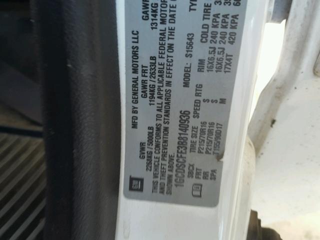 1GCDSCFE3B8140936 - 2011 CHEVROLET COLORADO L WHITE photo 10