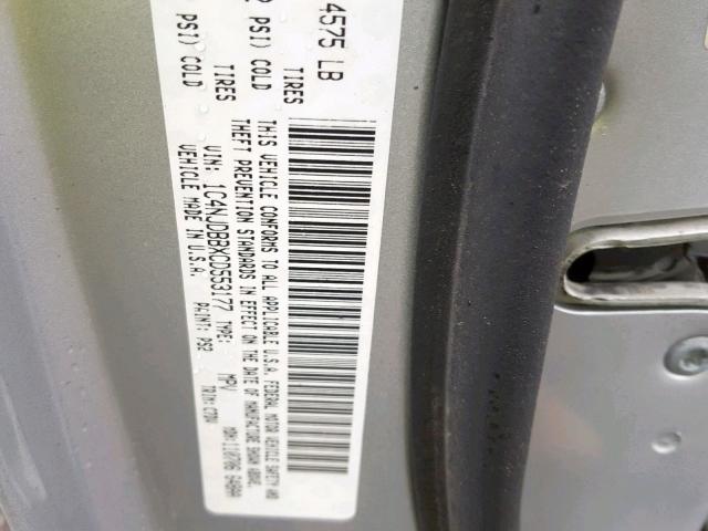 1C4NJDBBXCD553177 - 2012 JEEP COMPASS SP ვერცხლისფერი ფოტო 10