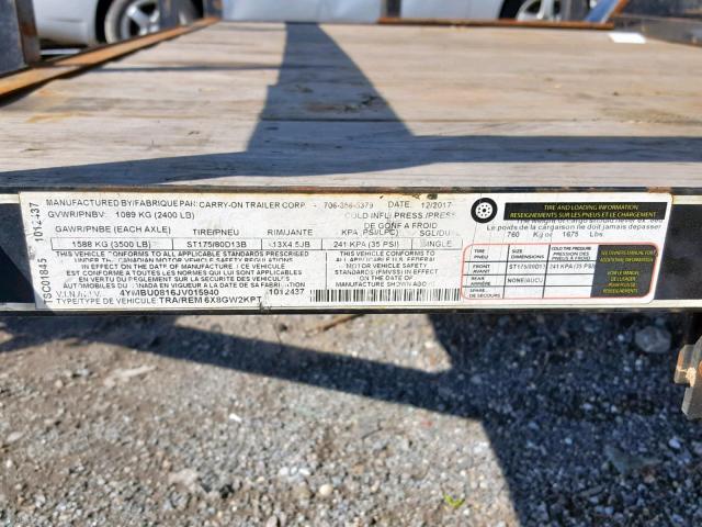 4YMBU0816JV015940 - 2018 UTILIMASTER TRAILER BLACK photo 10